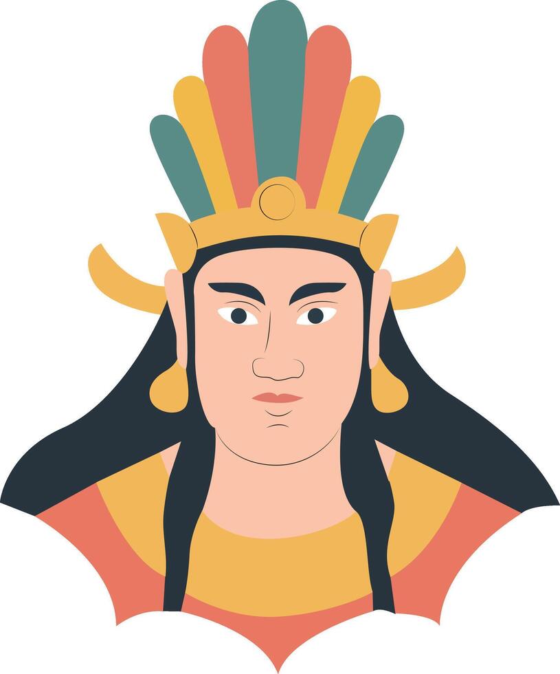 Shu god peeking, Ancient Asian King Portrait Illustration vector