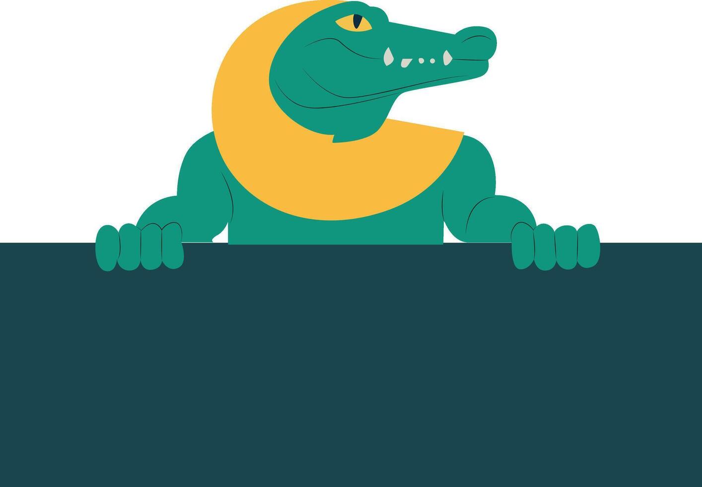Sobek god peeking, Cartoon Crocodile Holding Blank Sign vector