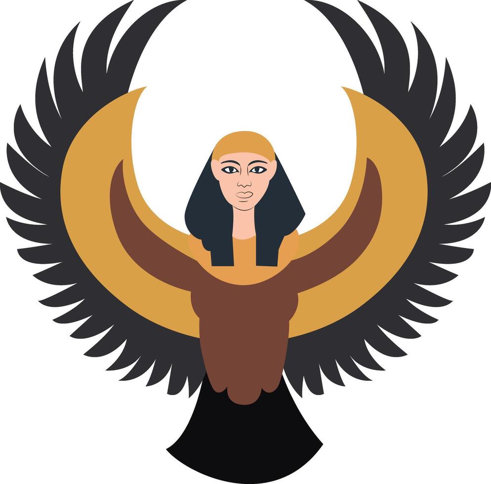 Nekhbet god peeking, Vulture, protector of Upper Egypt god, Egyptian Goddess Isis Winged Symbol vector