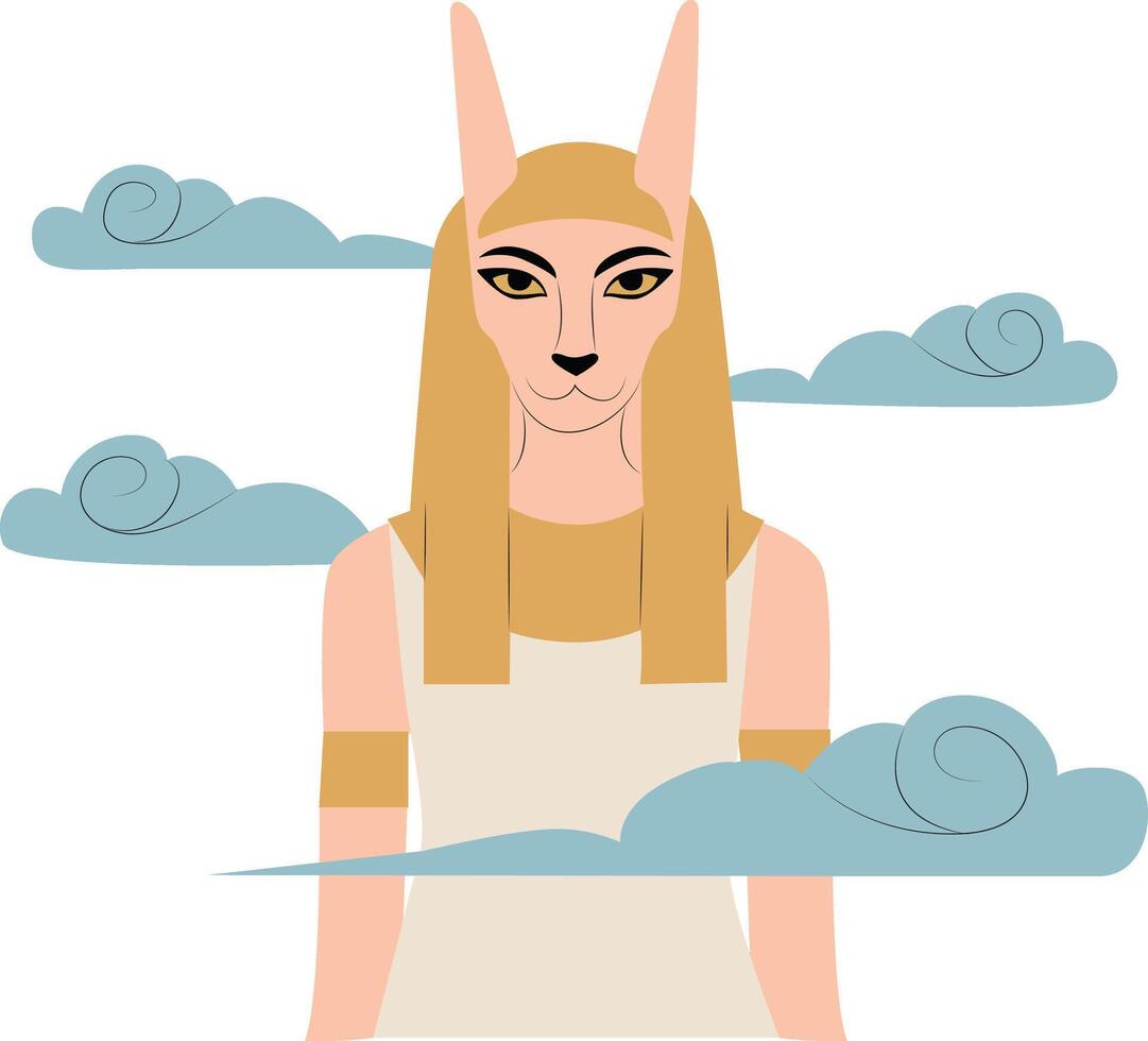 Tefnut goddess peeking, Bastet Goddess Egypt Ancient Mythology Art vector
