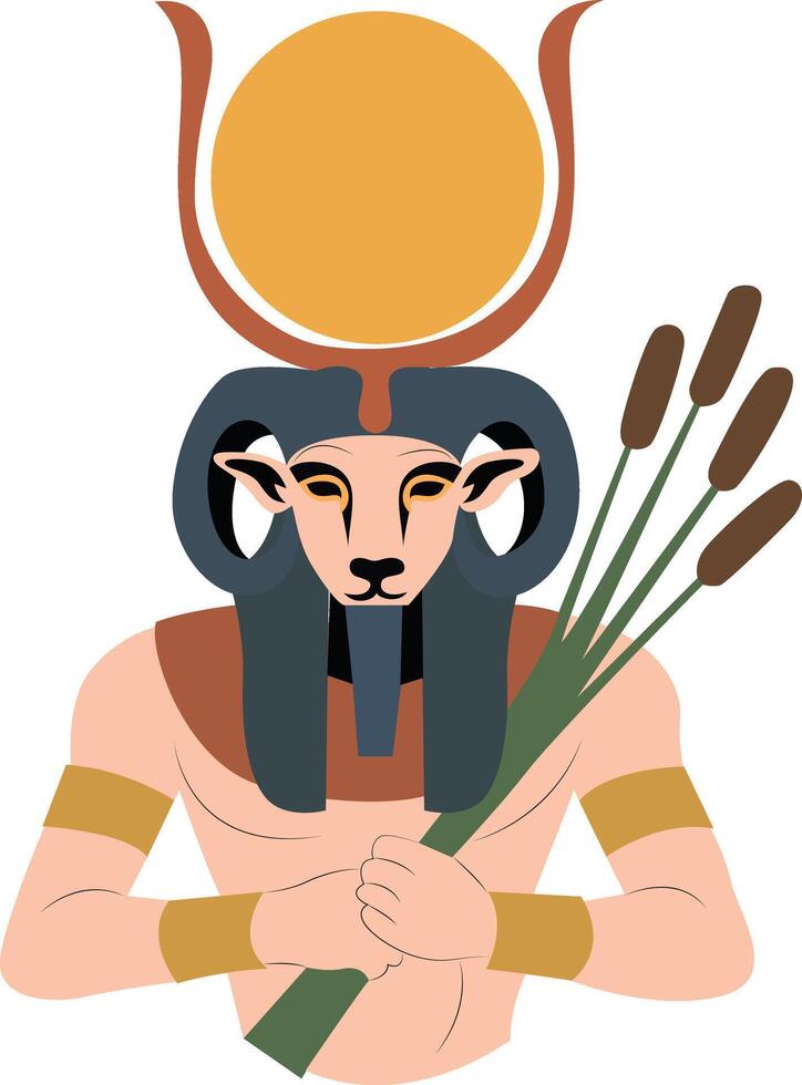 Khnum god peeking, Khnum Egyptian God Ram Headdress Art vector