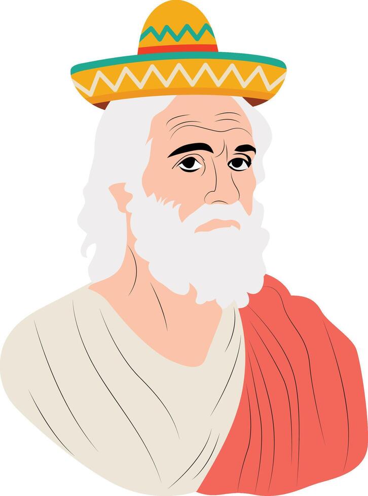 Cinco de Mayo Sombrero Wearing Man Aesthetic Portrait Illustration vector