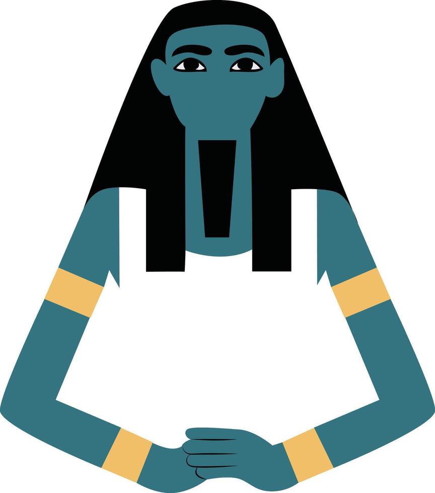 Hapi god peeking, God of the Nile god, Ancient Egyptian Deity Teal Portrait vector