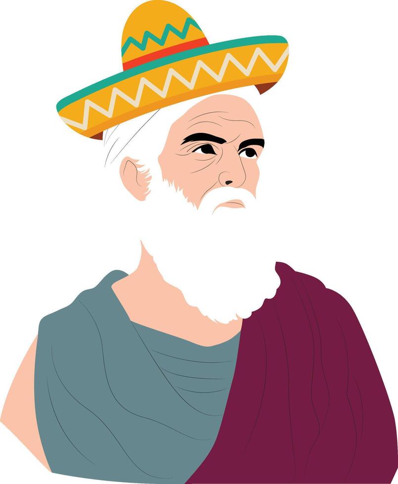 cinco de may elderly man sombrero ancient greek style vector