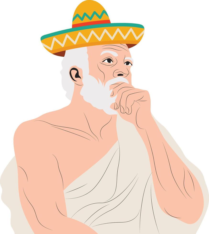 Cinco de Mayo Sombrero Wearing Man Painterly Portrait Illustration vector