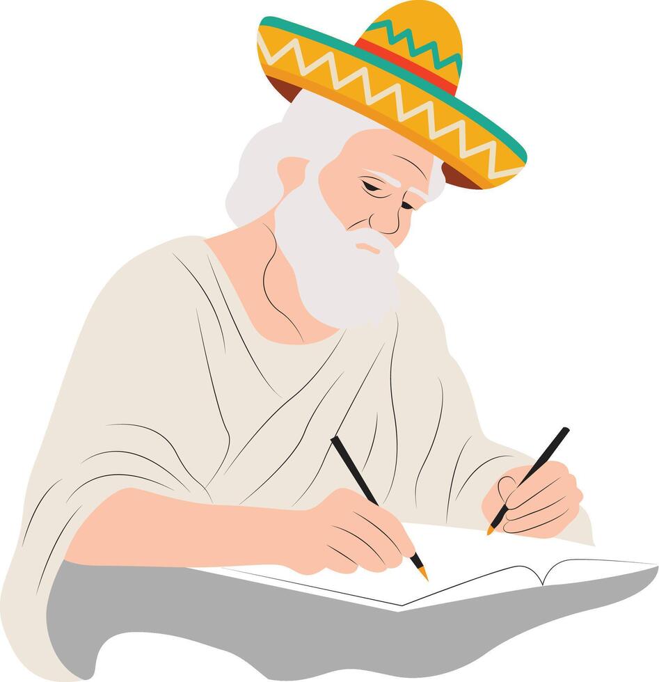 Cinco de Mayo Sombrero Wearing Man Creative Portrait Illustration vector