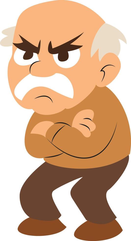An angry old man with a sad face vector