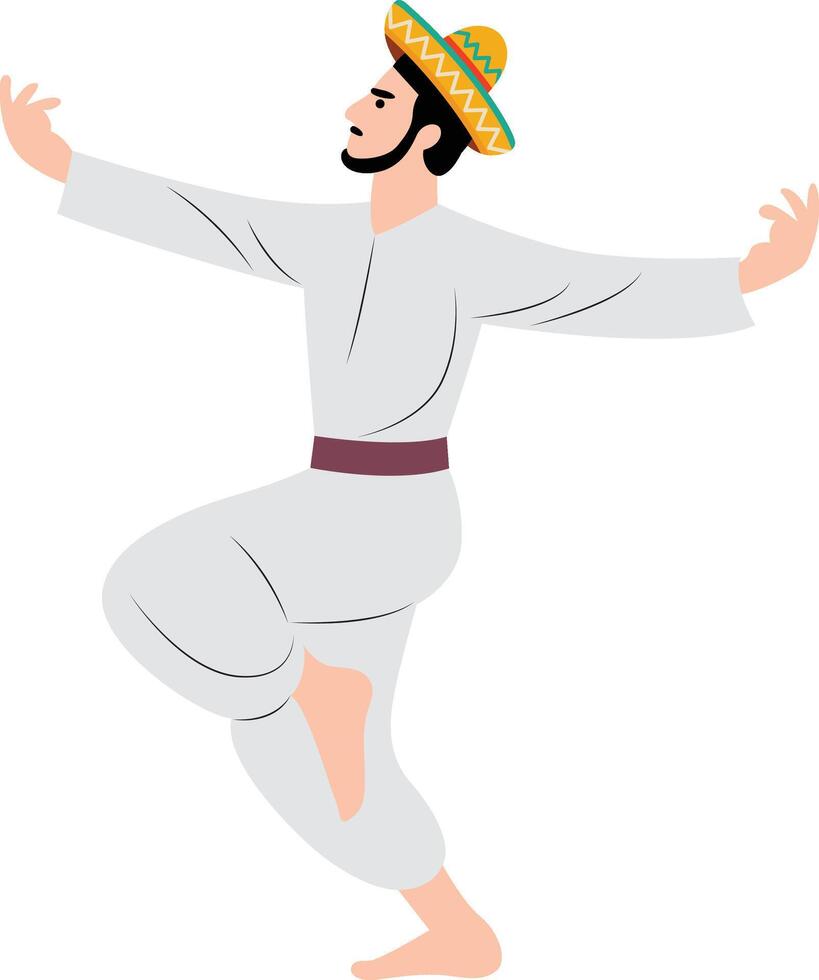 cinco de may man dancing sombrero latino culture vector