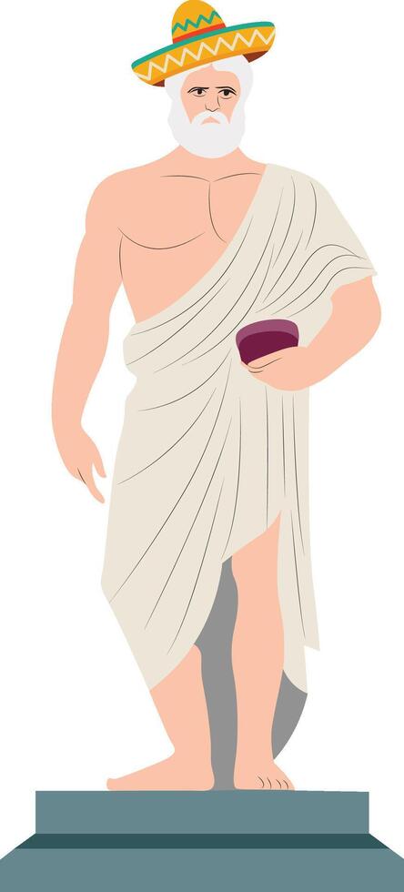 cinco de may sombrero wearing statue ancient greek style vector