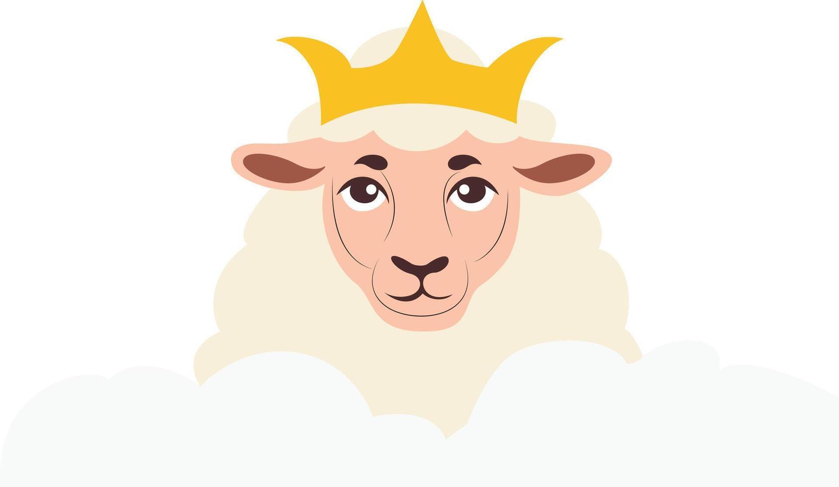 Heryshaf god peeking, Male Sheep god, Crowned Sheep Cloud Cartoon Image vector