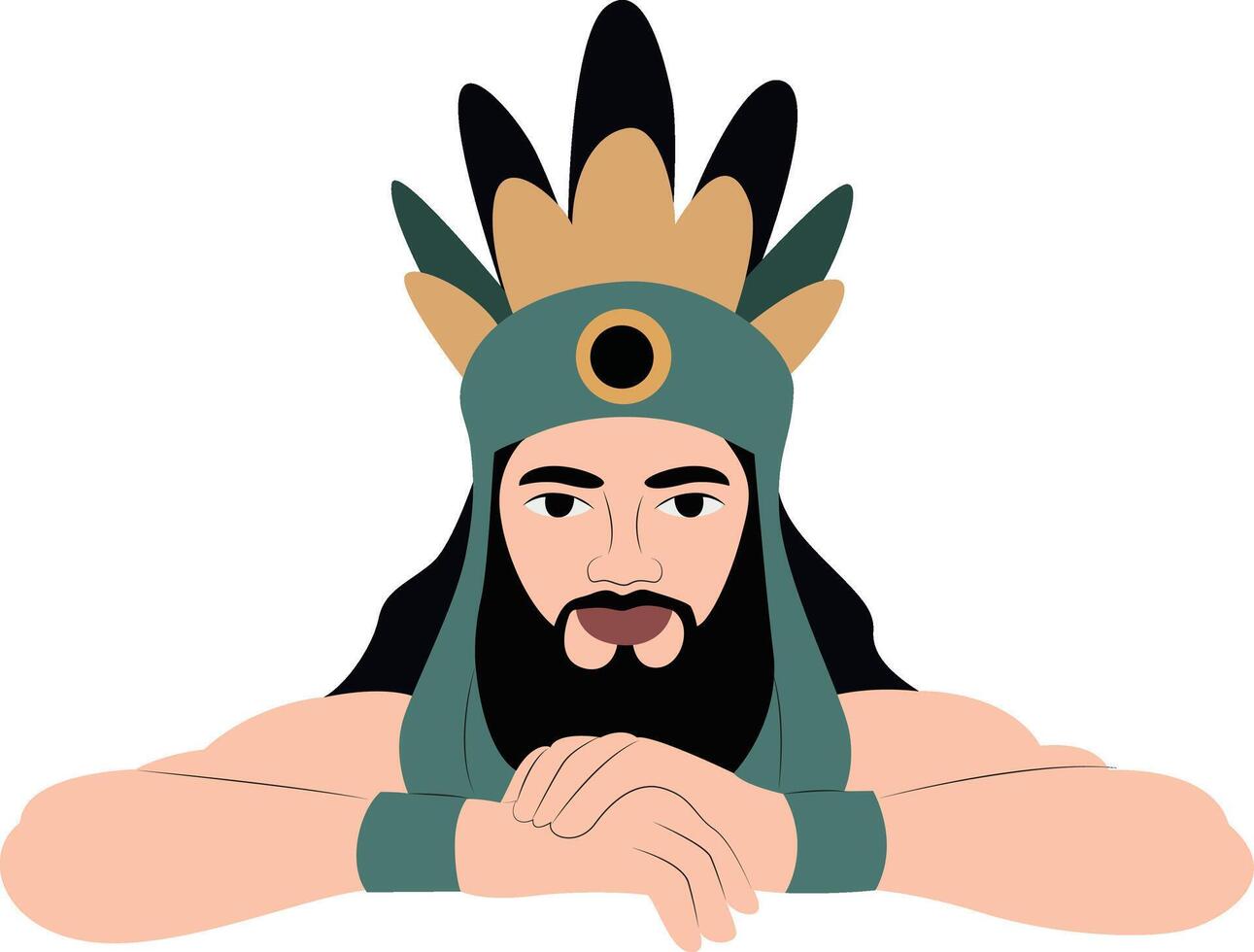 Peeking at Heka Magic Realm Wonders, Ancient King Headdress Portrait Illustration vector