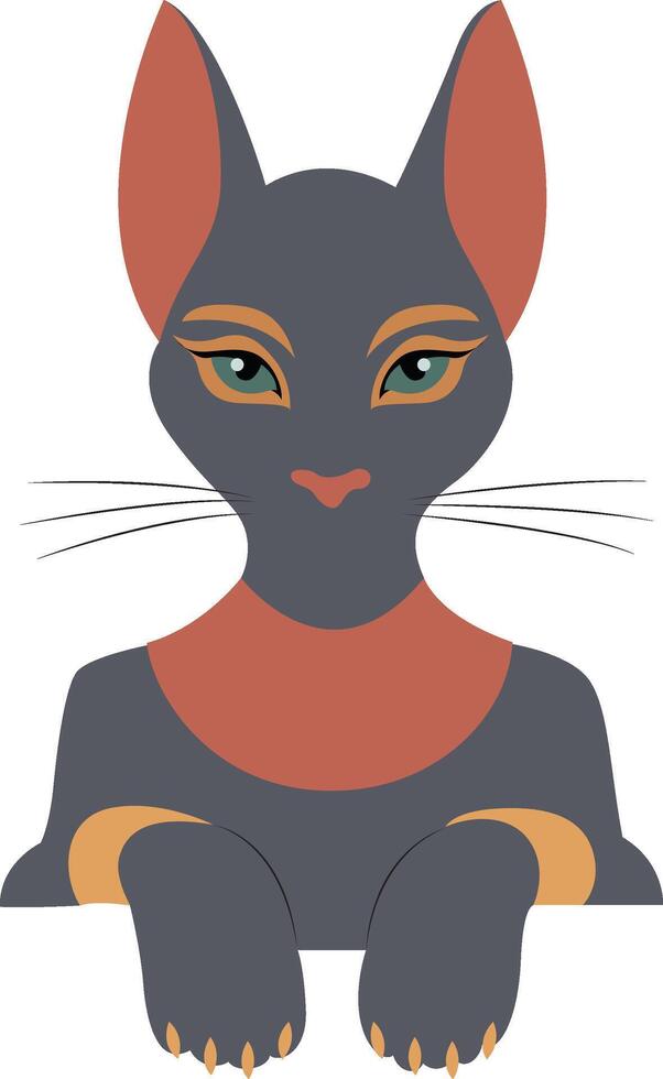 Bastet goddess peeking, Egyptian Cat Goddess Bastet Artwork vector