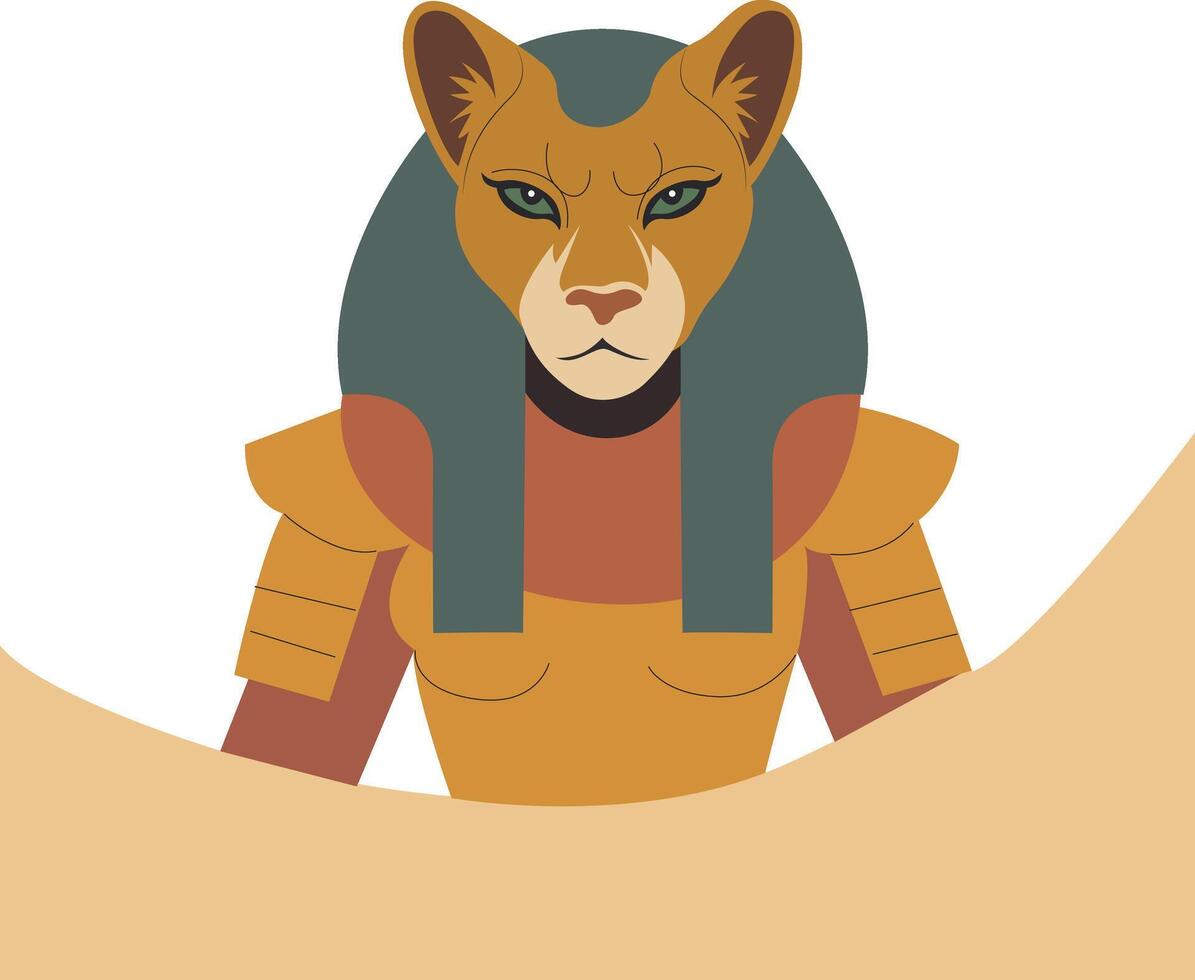 Pakhet goddess, Lion, warrior goddess, Egyptian Lioness Goddess Desert Icon vector