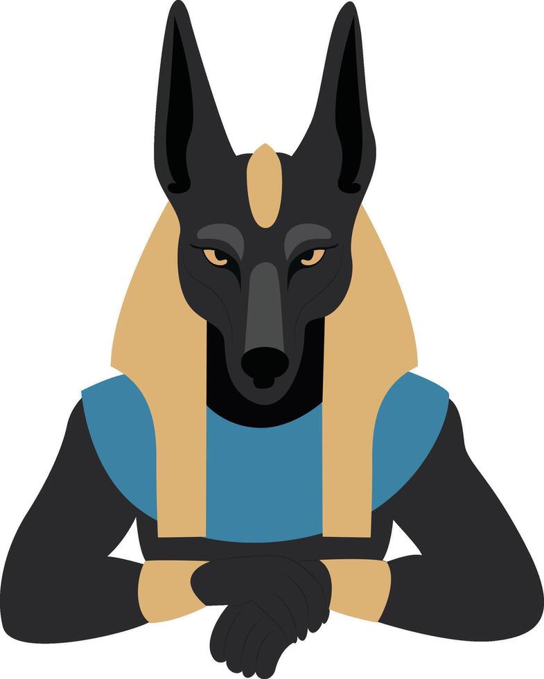 Anubis Egyptian God Black Dog Icon peeking vector