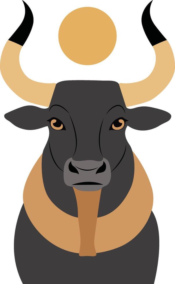 Mnevis god peeking, Black Bull, incarnation of Ra god, Apis Bull Egyptian Deity Symbol Icon vector