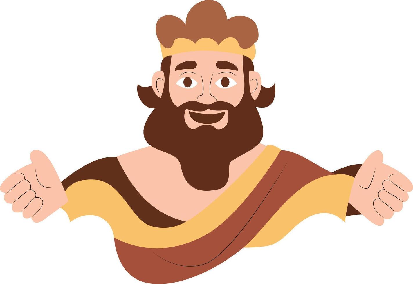 Nut god peeking, Welcoming King Cartoon Character Design vector