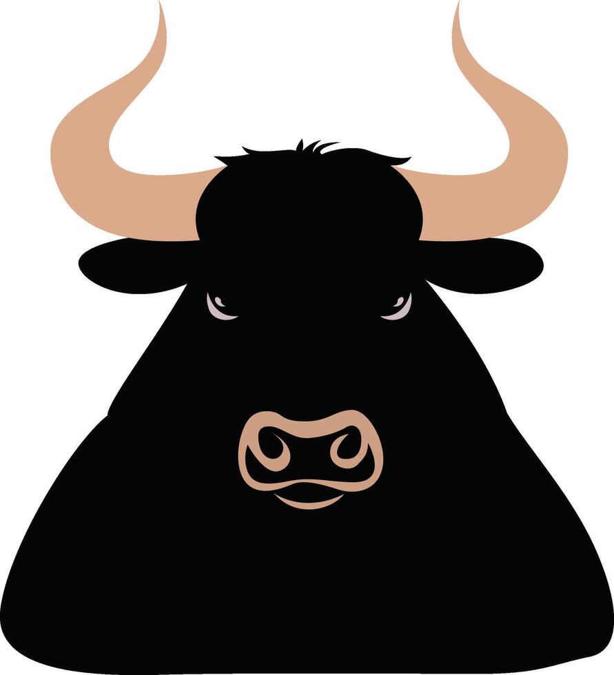 Mnevis god peeking, Black Bull, incarnation of Ra god, Black Bull Head Silhouette Icon Design vector