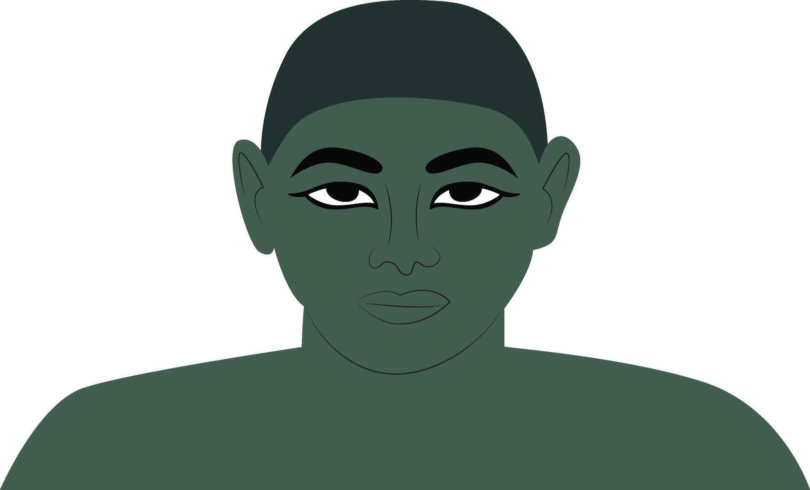 Geb god peeking, Ancient Egyptian Green Bust Portrait vector
