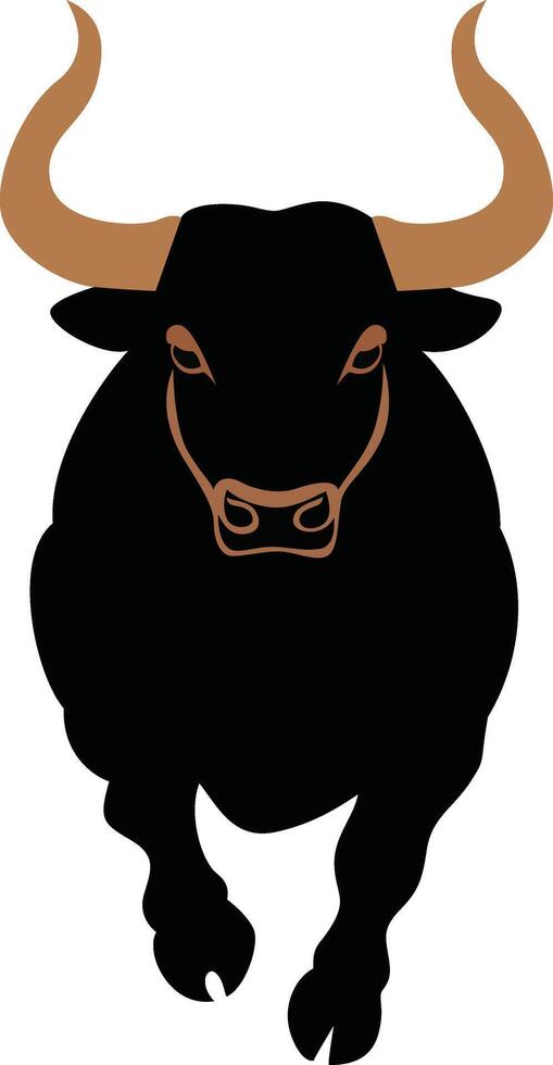 Mnevis god peeking, Black Bull, incarnation of Ra god, Bull Head Silhouette Dark Brown Horns vector
