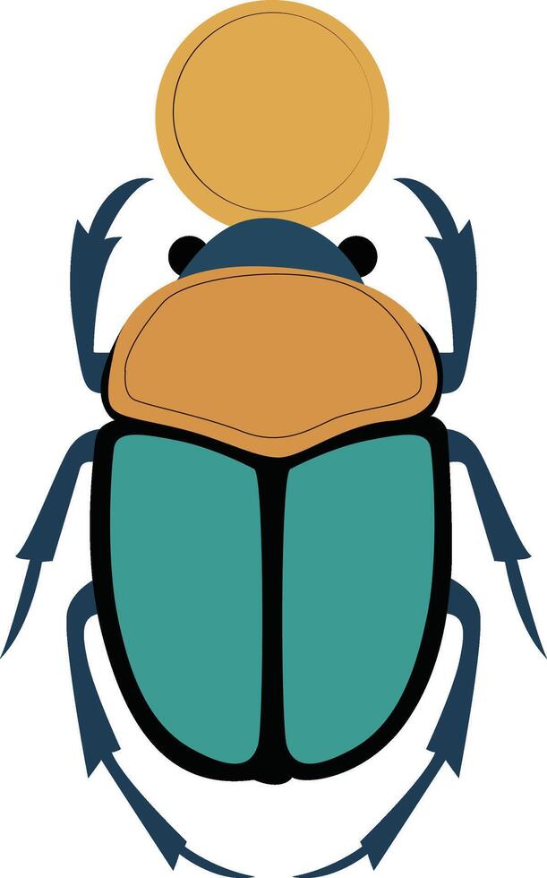 Khepri god peeking, Scarab Beetle Egyptian Sun God Icon vector