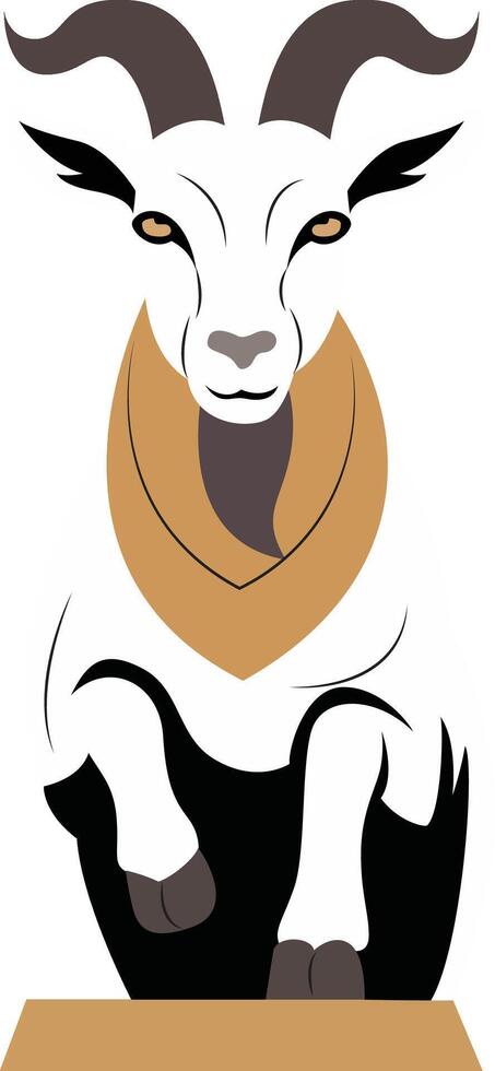 Banebdjedet god peeking, Male goat, god of fertility god, White Goat Jumping Brown Platform vector