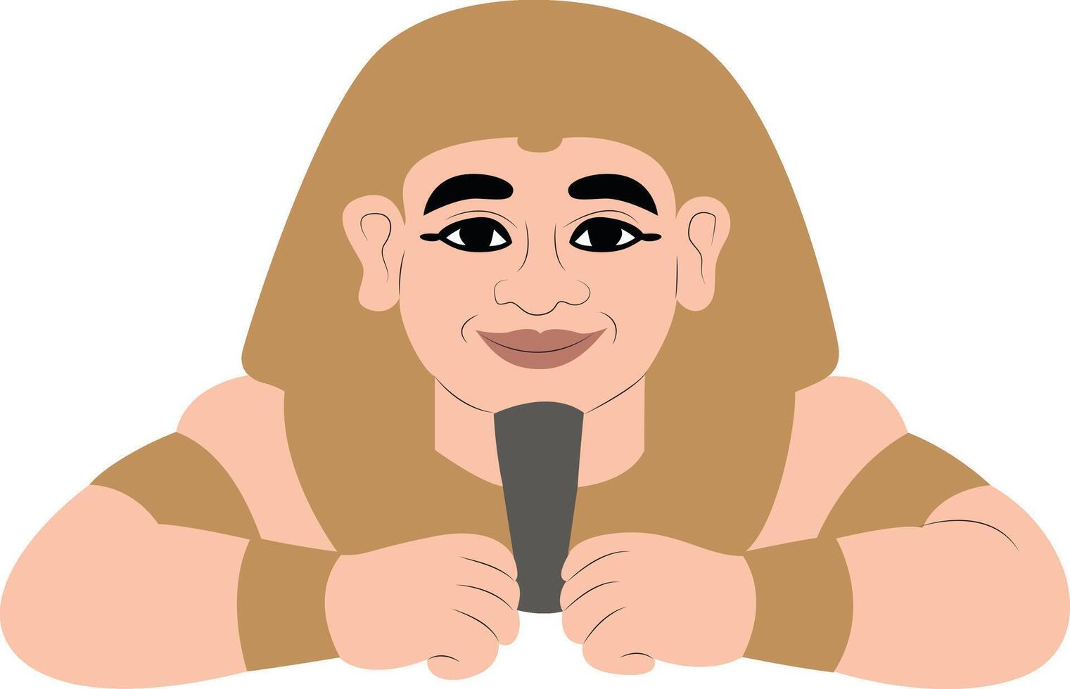 Bes god peeking, Guardian of the Family god, Cartoon Egyptian Pharaoh Holding Artifact vector