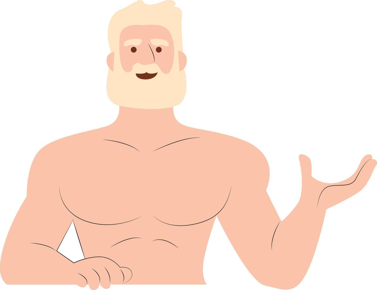 Nut god peeking, Muscular Senior Man Presenting Product vector