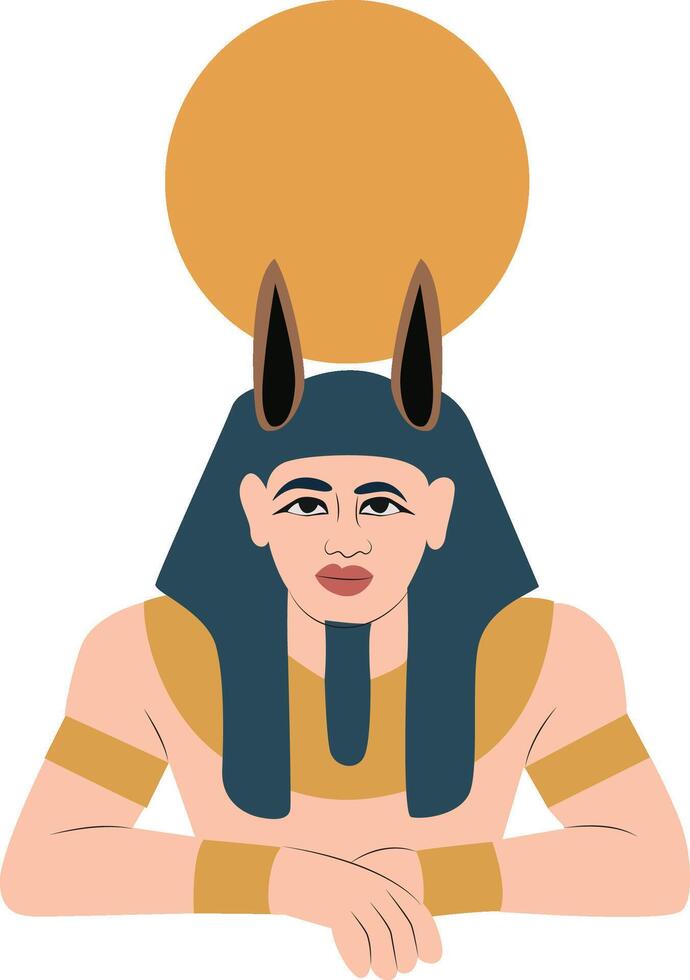 Imsety god peeking, Ancient Egyptian God Sun Disk Art vector