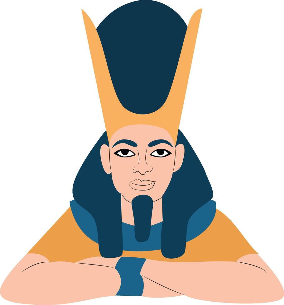 Osiris god peeking, Ancient Egyptian Pharaoh Art Illustration vector