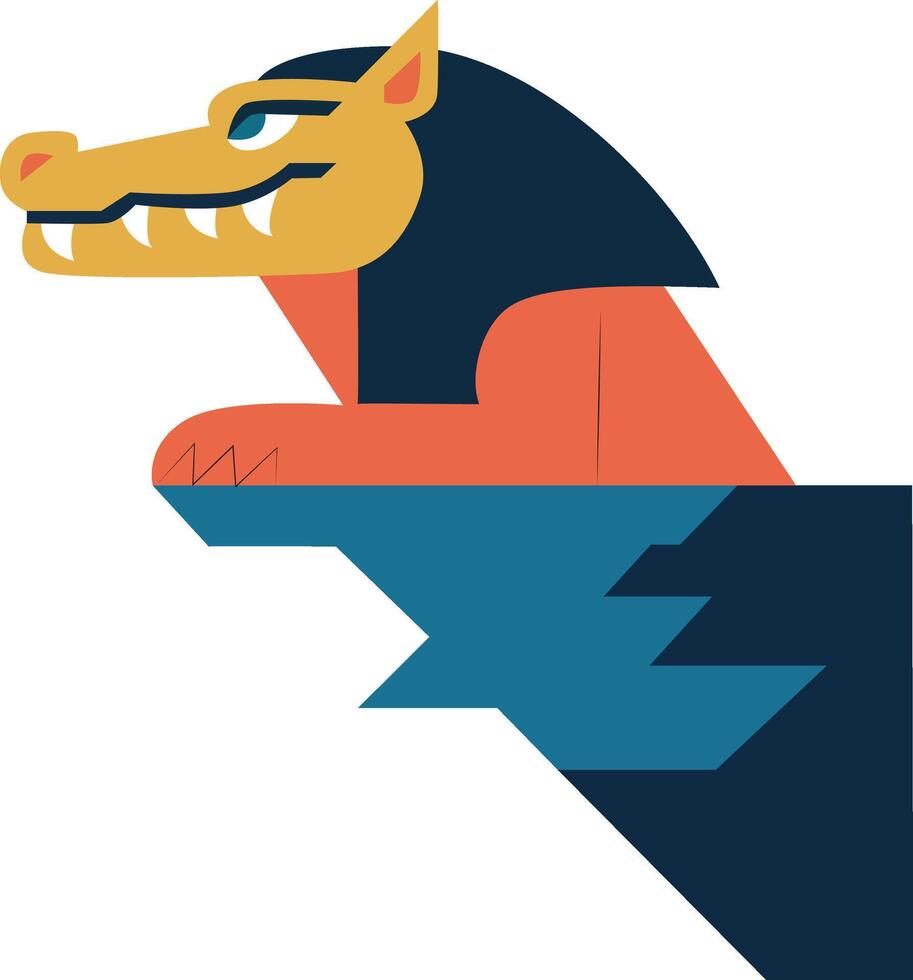 Ammit god peeking, Abstract Crocodilian Creature Design Art vector