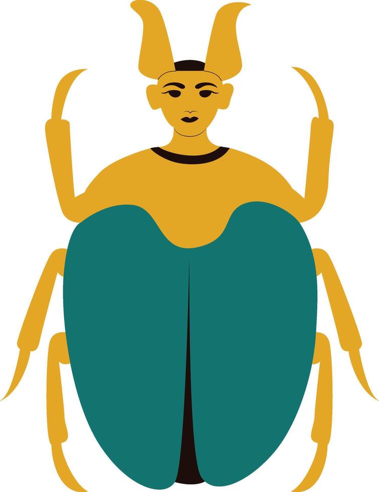 Khepri god peeking, Anthropomorphic Beetle Digital Art Design vector