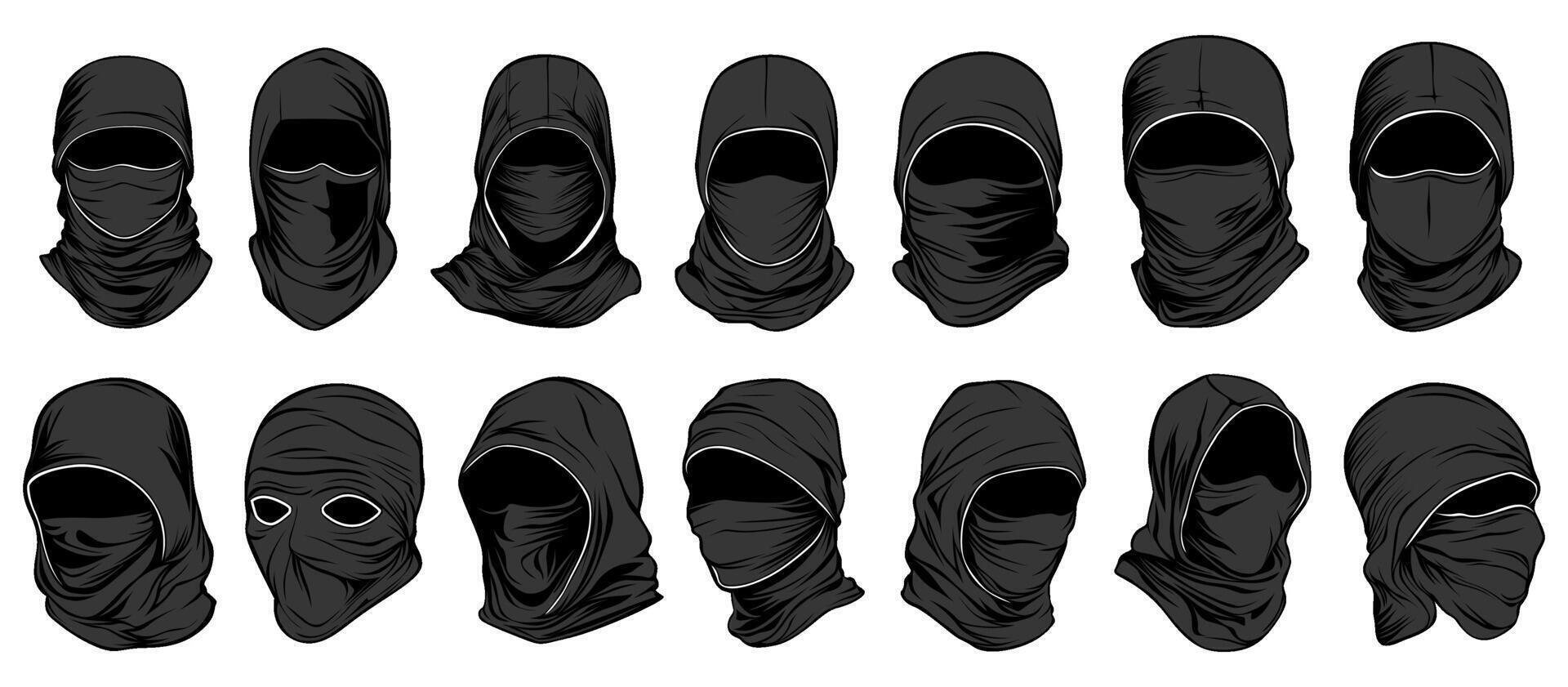 set collections criminal mask icon. anonymous symbol. hacker sign design illustration vector