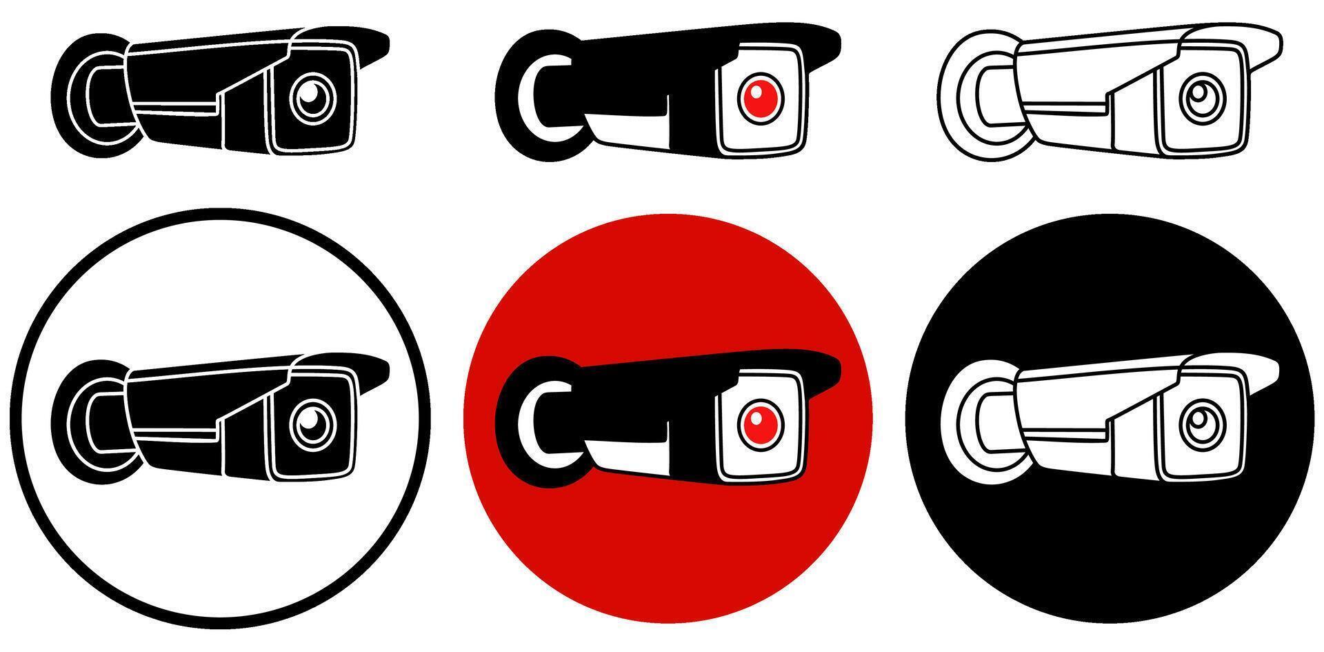 set Security monitoring CCTV icon sign. security camera protection logo illustration vector