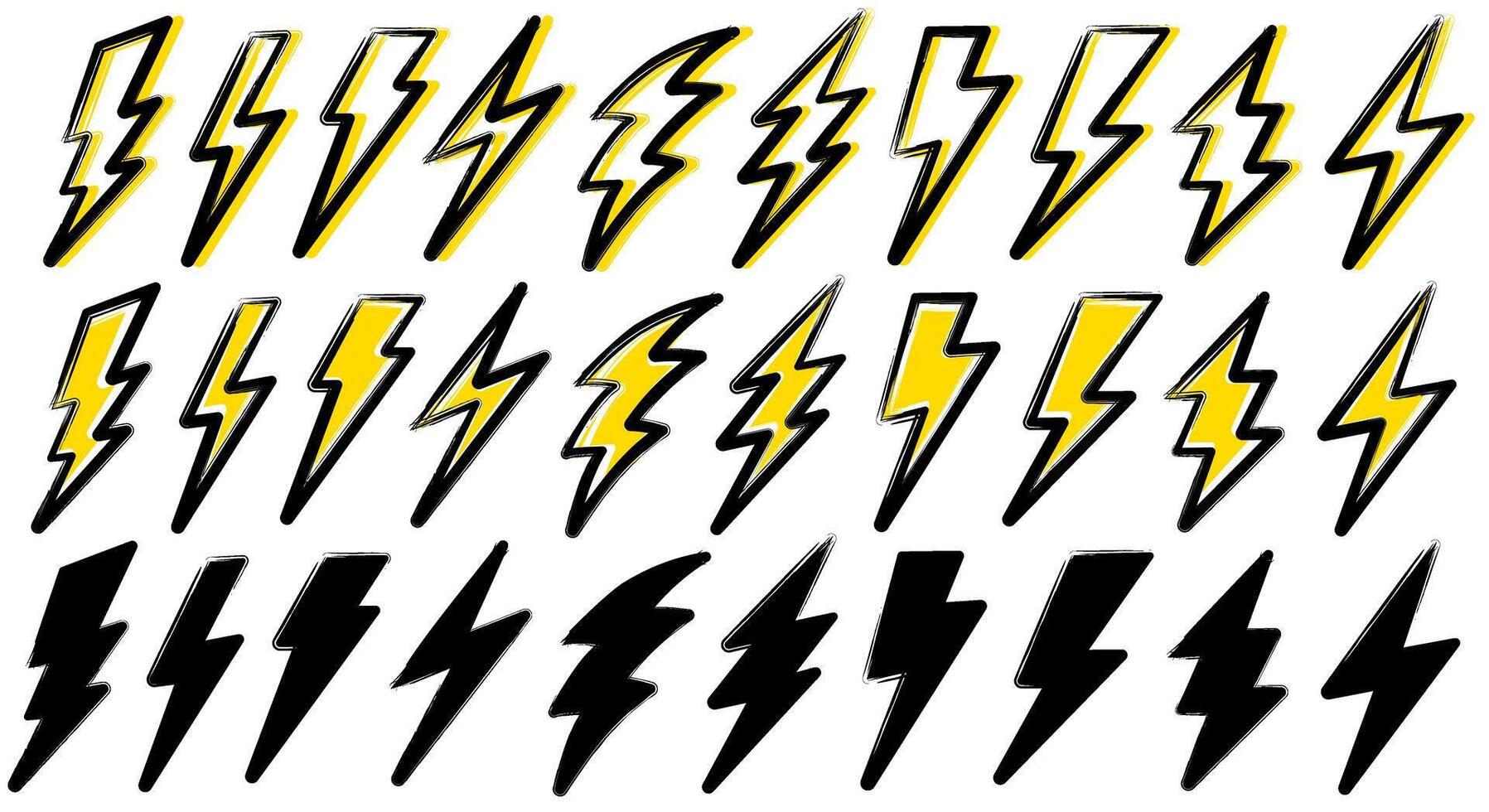 set power lightning icon. Grunge Thunderbolt Sign Template Design Illustration vector