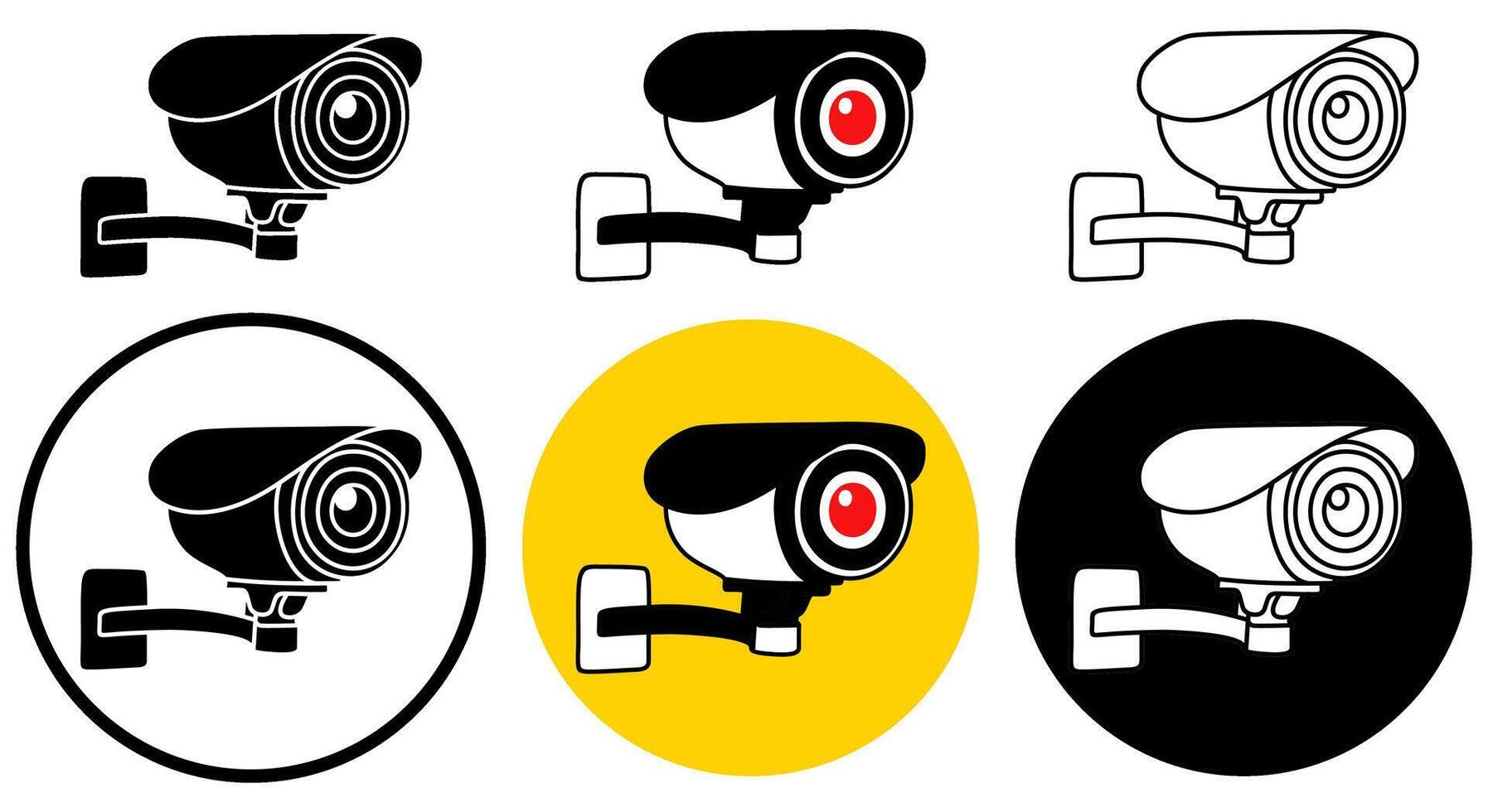set CCTV Surveillance and monitoring camera icon sign. security cameras outdoor logo design vector