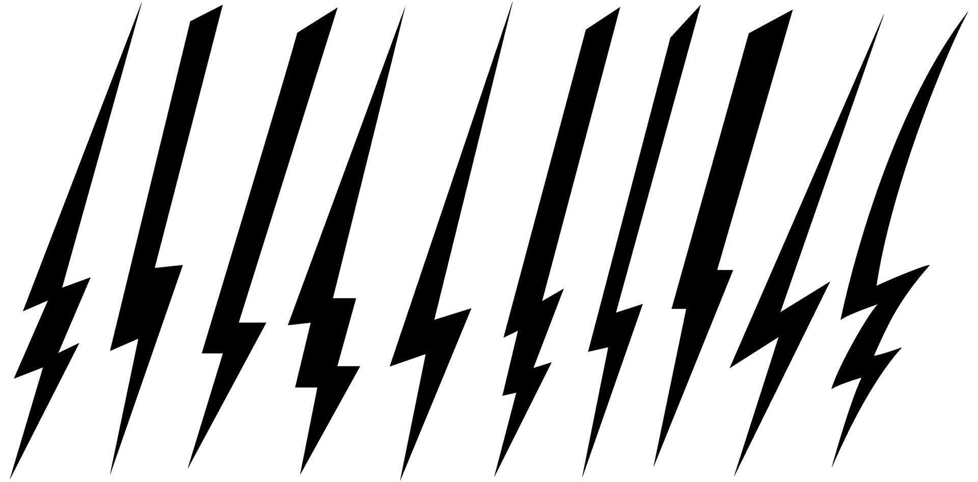 set black electric Lightning icon. silhouette thunderbolt symbol. voltage sign design illustration vector