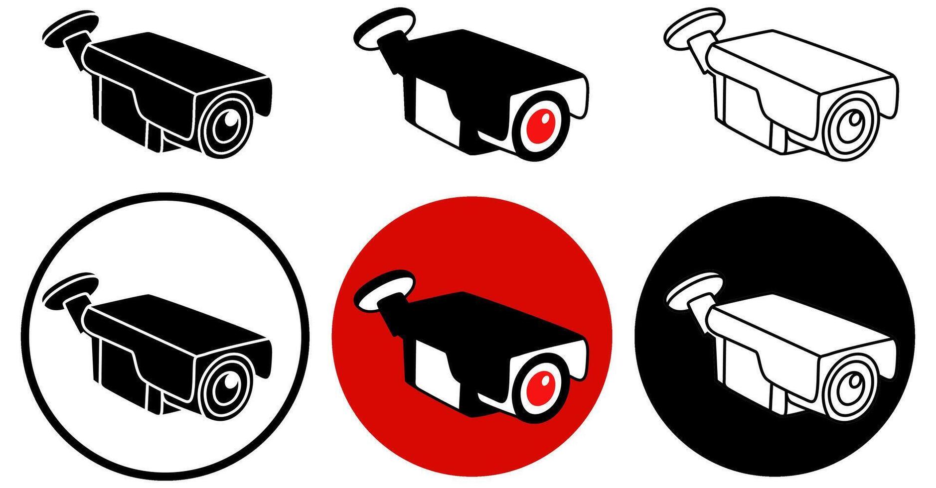 set High technology security CCTV icon sign. Safety camera security pictogram logo design illustrations vector