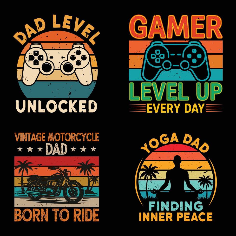 Retro Vintage Dad T-shirt, Happy Father's Day Shirt Sublimation, Fathers Quotes, Fatherhood Slogan, Gift For Dad Bundle, Daddy Papa Illustration vector