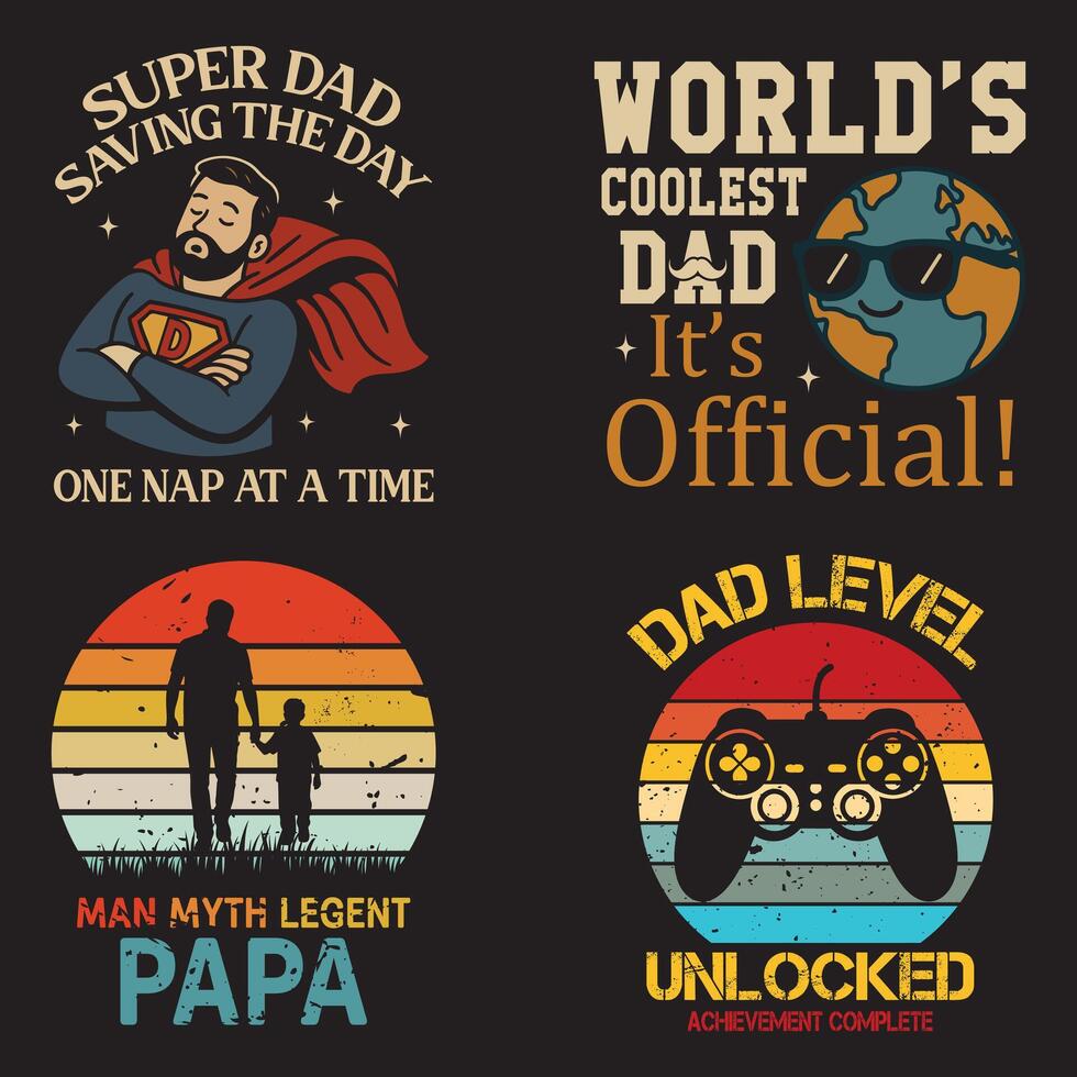 Collection Of - Fathers Typography T-shirt, Happy Fathers Day Design Sublimation, Dad Quote Men Shirt, Daddy Illustration vector