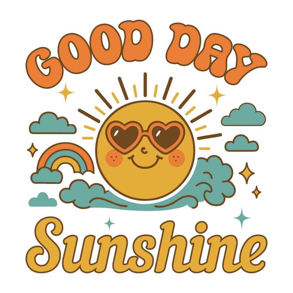 God Day Sunshine - Retro Vintage Summer T-shirt Typography, Collection Of Summer Summer Vacation Illustration vector