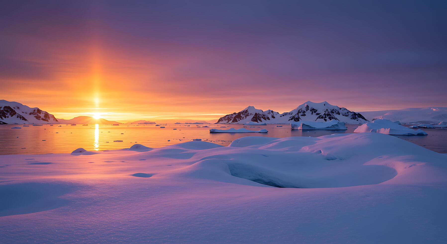 Sunset over the antarctic photo