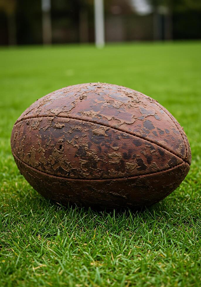 A brown and black football photo