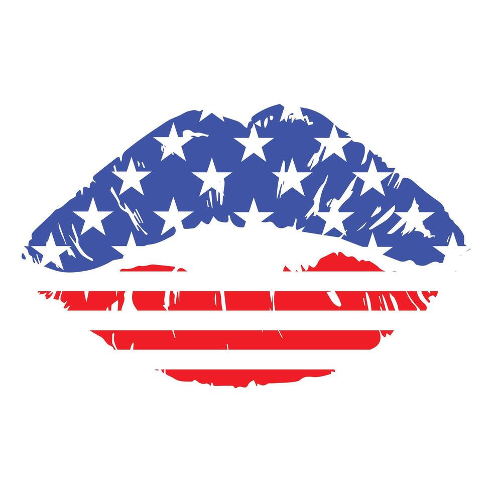 Bold USA Lips with Stars and Stripes Illustration vector