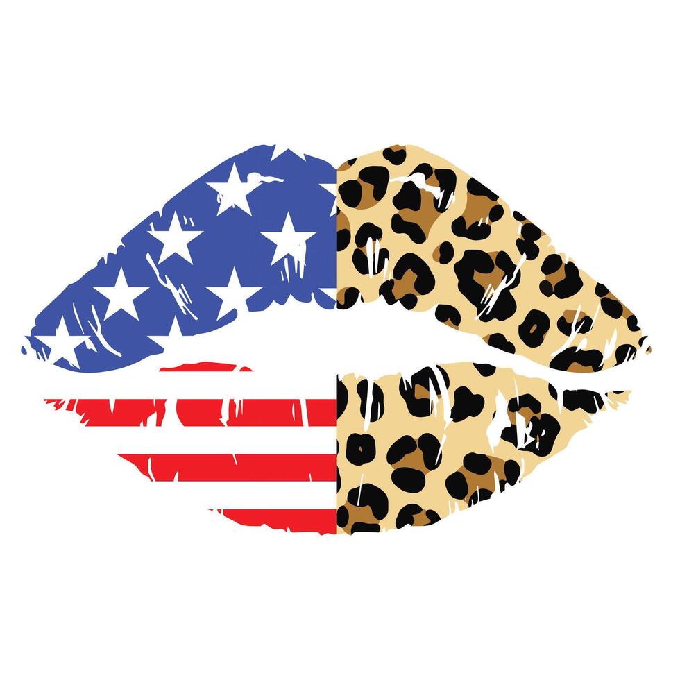 Festive Fourth of July Lip Art Graphic vector