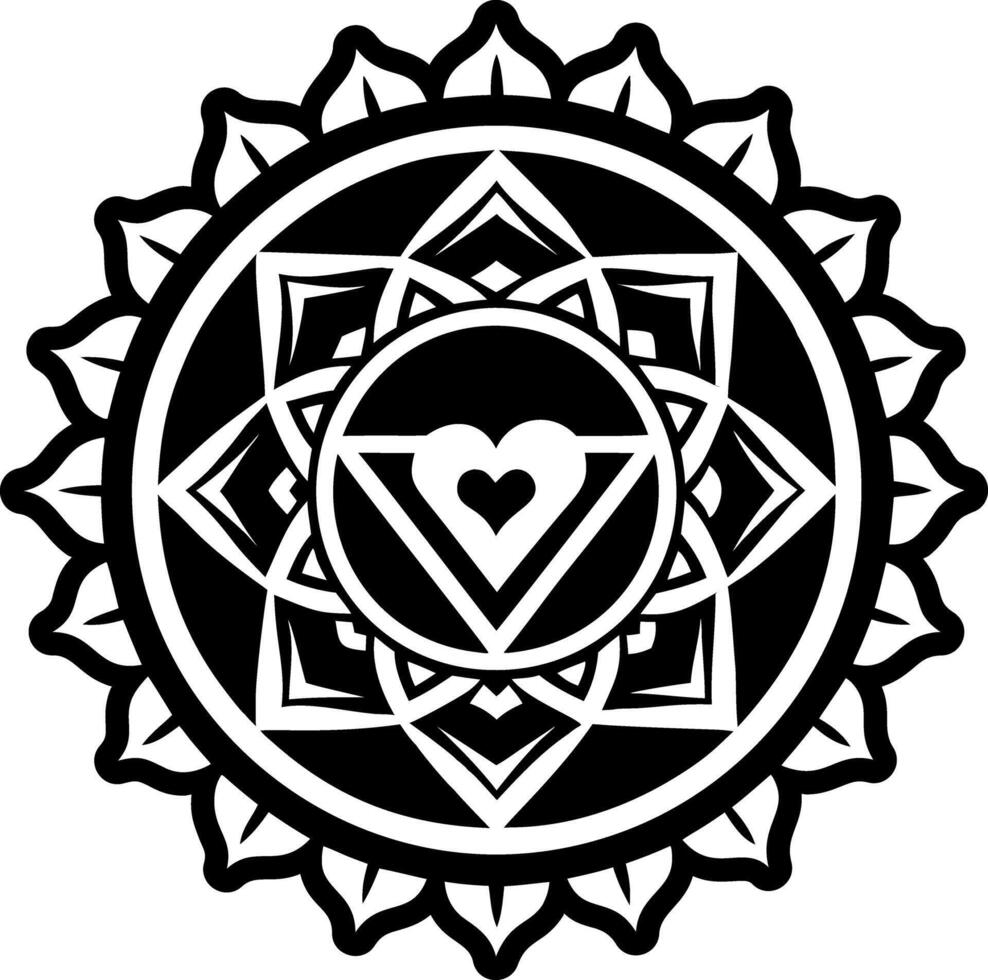 Solid icon depicting heart chakra artwork vector