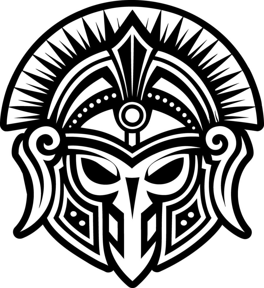 A filled style icon showing a warrior helmet vector