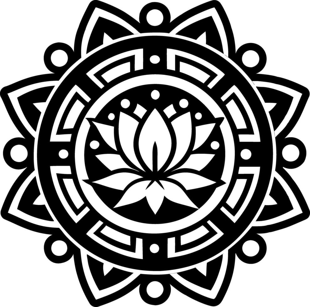 A black and white lotus flower design vector
