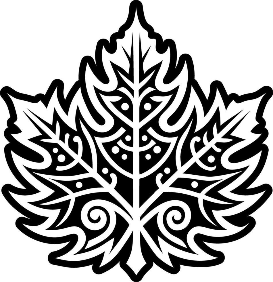 A filled style icon of leaf tattoo vector