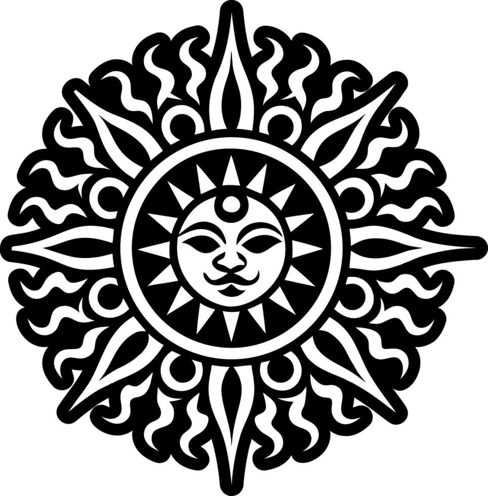 A glyph style icon of golden sun tattoo vector