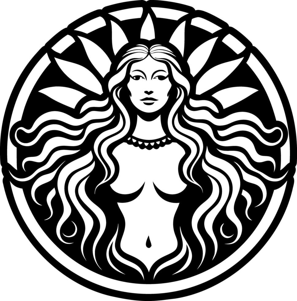 A filled style icon depicting botticelli tattoo artwork vector
